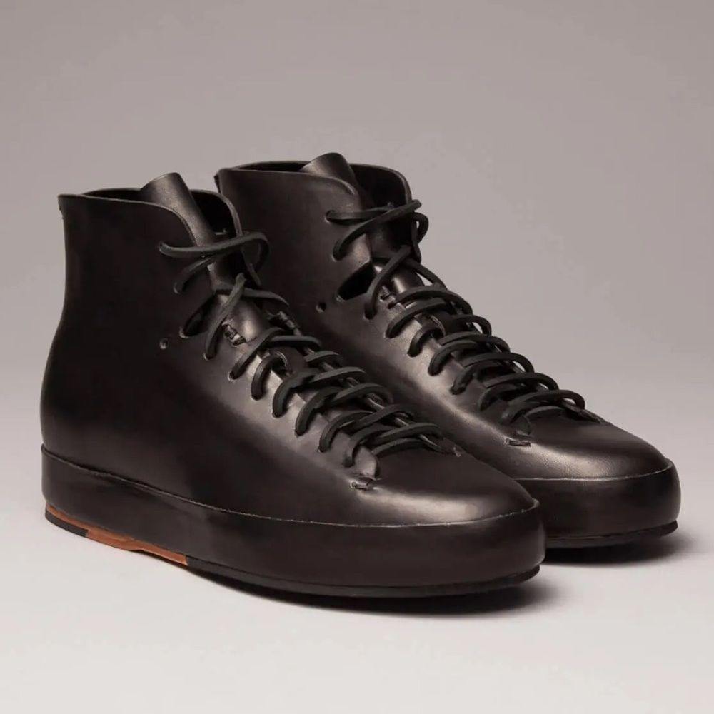 FEIT HAND SEWN CLASSIC HIGH LEATHER VEGETABLE TANNED BLACK 46 / 13 NEW TOP MID